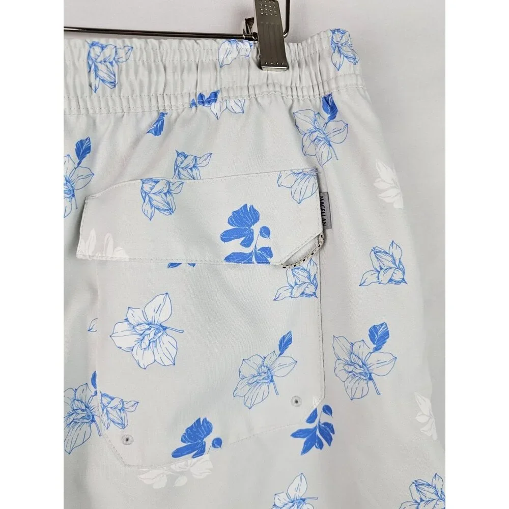 Magellan Men's Swim Trunks Size XL Blue Floral Fish Gear Swimsuit Shorts
